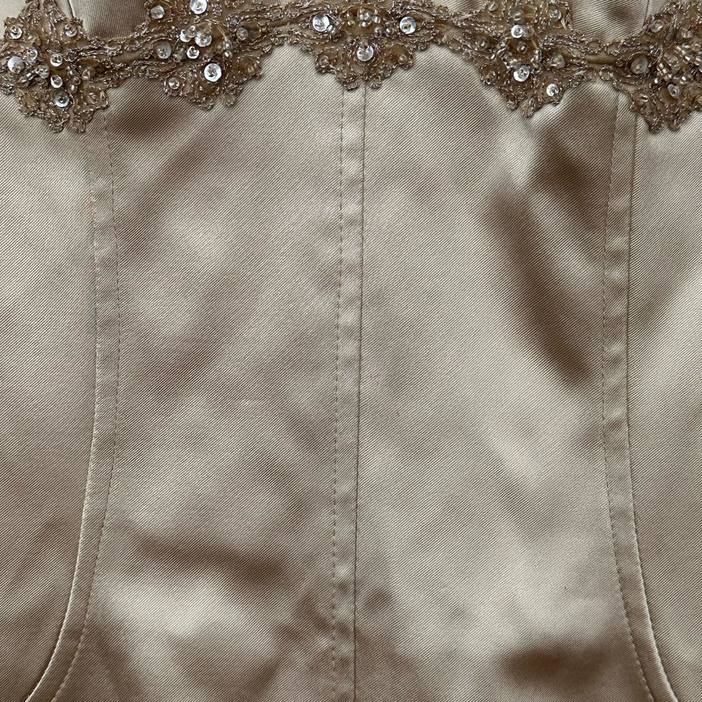 Elegant Cream Satin Party Dress - Picture 12 of 12